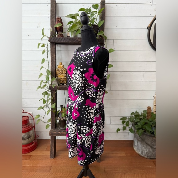 Dress Barn Floral Sleeveless Black, White, Pink and Purple Dress Size 16 - Picture 6 of 17